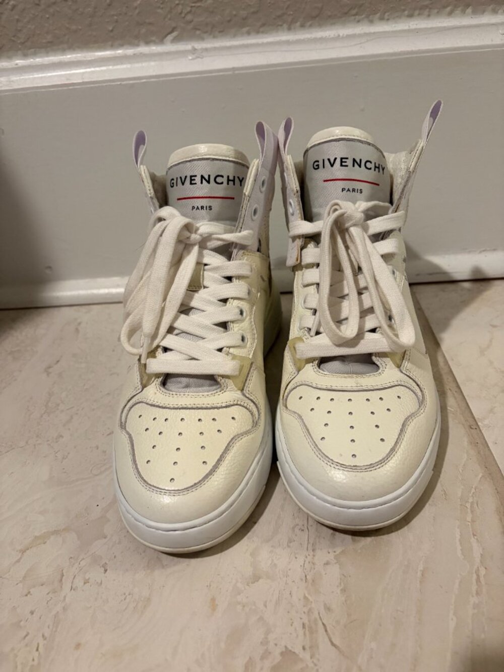 Givenchy Paris White Leather High-Top Sneakers Designer Luxury